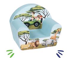 DELSIT Kindersessel Babysessel Kinder Sessel Baby Sitz Kindermöbel für Jungen und Mädchen SAFARI Blau