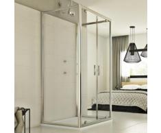 Cristal Trio 2 Türen 3-seitige Duschkabine 70x80x70 CM H198 ESG-Klarglas - IDRALITE