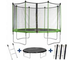 Trampolin Yoopi - Ø 4,25 m - mit Netz + Leiter + Abdeckung + Verankerungskit - HABITAT ET JARDIN
