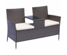 Polyrattan Gartenbank mit Tisch Gartensofa Sitzbank 2-Sitzer Stahl Braun - OUTSUNNY