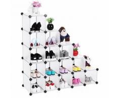 Songmics Schuhregal Regalsystem halbtransparent Weiß (Maße jedes Faches 22 x 22 x 35,5 cm) LPC44S