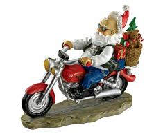 Design Toscano Bikerfigur Old School Weihnachtsmann, mehrfarbig, 11,5 x 32 x 26,5 cm, QM2821700