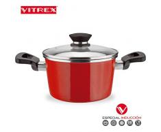 Vitrex Marseille. Doppelwandiger Antihaft-Kochtopf aus emailliertem Stahl, geeignet für alle Herdarten, einschließlich Induktion. Spülmaschinenfest Ergonomischer Griff Touch Soft (Topf, 24_cm)