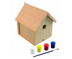 Windhager Nistkasten-Bausatz ROBIN Vogelhaus Vogelnistkasten Brutplatz, zum selbst bauen und bemalen, beige, inkl. Farben und Pinsel, 06945