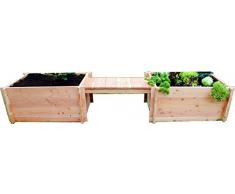 GrünerGarten Hochbeet, Grönplats mit Sitzbank, natur, 308 x 80 x 50 cm, GGHBGDB
