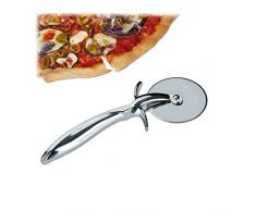 Relaxdays Pizzaschneider Profi, Pizzaroller mit 7 cm Ø Edelstahl Klinge, Pizzamesser mit gummiertem Griff, silber
