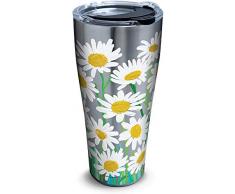 Tervis Isolierbecher mit Wickel und Deckel, Gänseblümchen, Weiß Clear and Black Lid 30 oz - Stainless Steel silber