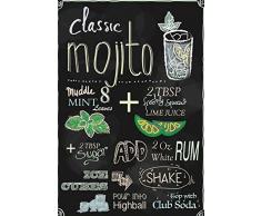 Schatzmix Cocktail Rezept Recipe Mojito Rum Minze schwarz Hintergrund Metal Sign deko Sign Garten Blech