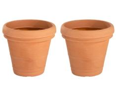GARTENFREUDE Kunststoff Pflanzkübel Pflanzgefäße Blumenkübel Blumentopf für Blumen etc. 40 x 36.5 cm 2er-Set, für innen und außen, terracottafarben