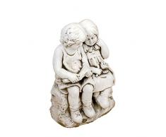 Solstice Skulpturen XST/990 Jack und Jill Sitzung Skulptur, Antiker Stein Effekt, 56 cm Gartenstatue