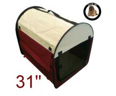 Ellie-Bo Transportbox für Hunde, Stoff, Fleece-Futter, Länge 78,7 cm, Überwurf Weinrot / Beige