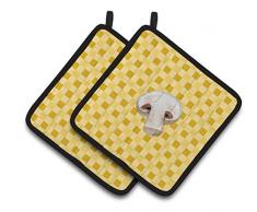 Caroline s Treasures bb7193pthd Champignon Pilz auf Basketweave verziert Topflappen, 7.5hx7.5 W, multicolor