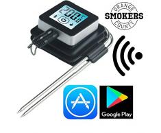 OCS 60690001 Grillthermometer Bluetooth Fleischthermometer Bratenthermometer Barbecue Backofen Fleisch Kochen Steak Thermometer Küchenthermometer mit Temperaturalarm 2 Edelstahl Lange Temperaturfühler