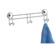 WENKO 18524100 Power-Loc Hakenleiste 3 Haken Sion - Befestigen ohne bohren, Stahl, 31 x 8.5 x 5 cm, Chrom