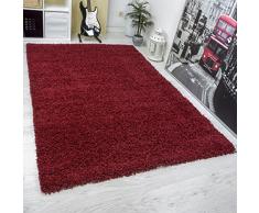VIMODA Hochflor Shaggy Teppich Modern, Hoher Flor, Uni Farbe in ROT, Strapazierfähig - Ãkotex Zertifiziert, MaÃe: 80x150 cm