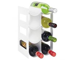 mDesign praktisches Wein- und Flaschenregal – Weinregal Kunststoff für bis zu 8 Flaschen – freistehendes Regal für Weinflaschen oder andere Getränke – weiß