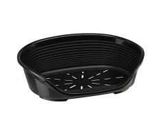 Ferplast Kunststoff Haustierkorb für Hunde und Katzen Siesta Deluxe 2, Tierkorb, Lüftungsschlitze im Boden, Rutschfest, Komfortabler hoher Rand auch als Kinnstütze, 49 x 36 x H 17,5 cm, schwarz