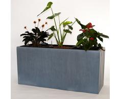 Pflanztrog Blumentrog Raumteiler Trennelement Fiberglas rechteckig LxBxH 84x30x40cm grau