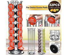 Bakaji Ständer Kapselhalter Dolce Gusto Vertikal aus Metall, silberfarben, 32 Stück