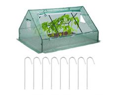 Relaxdays Foliengewächshaus, niedrig, Spitzdach, UV-beständige Folie, Gewächshaus Gemüse u. Pflanzen, HBT 110x180x150cm