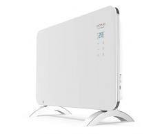 Cecotec Ready Warm 6650 Crystal Connection Glasheizkörper. Steuerung über WiFi, Verstellbarer Temperaturregler, Timer, Ständer, Für Badezimmer geeignet (IP24), Geräuscharm, 1000 W.