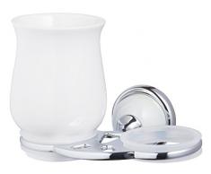 Bisk Milchglas Grenada Reihe Doppel Tumbler, weiß/chrom