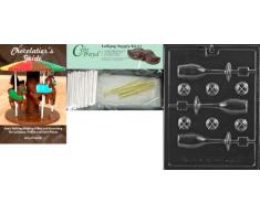 Cybrtrayd Form für Lutscher und Schokolade, Champagnerglas, inkl. 25 Lollipop-Sticks, 25 Cellobeutel, 25 goldfarbene Drehbänder und Chocolatiers Guide