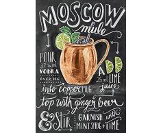 Schatzmix Cocktails Rezepte Recipe Moscow Mule Vodka Ginger Beer Alkohol schwarz Hintergrund Metal Sign deko Sign Garten Blech