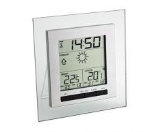 TFA Dostmann Square Funk-Wetterstation, Wettervorhersage, Lokale Außentemperatur, Raumtemperatur, Permanente Anzeige der Höchst-und Tiefstwerte, Funkuhr