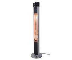 JOM Standheizstrahler Infraotstrahler Terrassenstrahler Edelstahl/ALU Masse: Höhe 130 cm 3 Heizstufen mit Fernbedienung 2000 Watt IP55