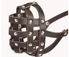 Echt Leder Hundekorb Maulkorb # 108 braun – Bulldog, Boxer (circusmference 33 cm Schnauze Länge 6,3 cm)