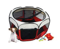 Todeco Laufstall für Haustiere, Park für Kleintiere - Material: PVC-Beschichtetes Polyester - Durchmesser: 125 cm - Rot