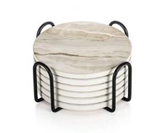 Lifver Keramik Untersetzer für Getränke, Saugfähiger Stein Untersetzer, Mandala, 6er Set