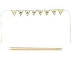 Ginger Ray Vintage Spitze Mr. & Mrs. Kuchen Wimpelkette Hochzeit Kuchen Topper Dekoration, elfenbeinfarben