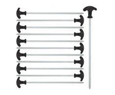 Relaxdays Schraubhering, 12er Set, Heringe mit Gewinde, Stahl, Harte Böden, Bodenhering Zelt, Pavillon, 31 cm, schwarz