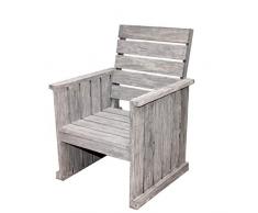 STRANDGUT07 Lounge Stuhl Gartenstuhl Teakholz, grey wash