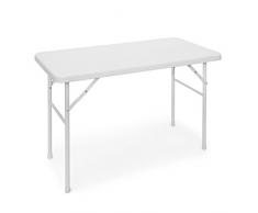 Relaxdays Gartentisch klappbar BASTIAN, rechteckig H x B x T: 74 x 121,5 x 61,5 cm, Metall, Kunststoff, Rattan-Optik, weiß