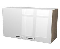Flex-Well 00007839 Oberschrank Valero Hochglanz weiÃ, Sonoma Eiche 100 x 54,8 x 32 cm