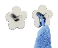 Wenko 4466070100 Wandhaken Fiore - 2er Set, selbstklebend, Edelstahl rostfrei, 5.8 x 2.8 x 5.8 cm, GlÃ¤nzend