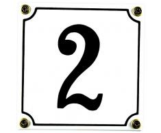 Buddel Bini Wetterfestes Emaille Hausnummernschild 2 12 x 12 cm, sofort lieferbar, weiß
