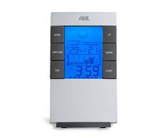 ADE Digitale Wetterstation WS 1817 (mit Wettervorhersage, Thermometer, Hygrometer, Uhr, Kalender, beleuchtetes LCD-Display) silber