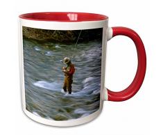 3dRose 91765_5 Keramiktasse, 325 ml, rot/weiß