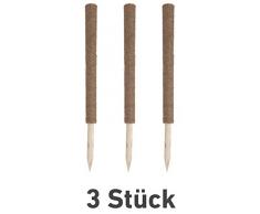 Windhager Pflanzstab Kokos Set, Rankstab, Rankhilfe, Blumenstab, Kokosstab, zur Dekoration, aus natürlicher Kokosfaser, verlängerbar, 3 Stück, 80 cm, 89128, braun