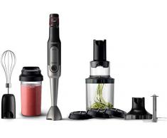 Philips Stabmixer Viva HR2657/90 (800W, SpeedTouch, inkl. 2-in-1 Togo Trinkflasche, Spiralschneider, Schneebesenaufsatz) edelstahl