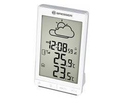 Bresser Wetterstation Funk mit Außensensor Temeo Trend STX mit großem Display, animiertem 12-24 Stunden Wettertrend, Innen- / Außentemperaturanzeige, Schlummerfunktion und DCF-Funksignal, silber