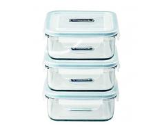 Glasslock Frischhaltedosen mit verschließbarem Deckel, mikrowellengeeignet, quadratisch, 490 ml