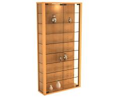 VCM Vitrine Wandvitrine Sammelvitrine Glasvitrine Regal Schrank Glas Hängevitrine ohne Beleuchtung Buche Vitrosa Maxi