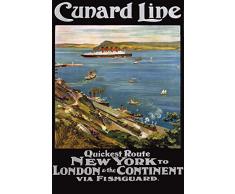 Schatzmix Cunard Line New York London dampfschiff Schiff Boot Kreuzfahrt Metal Sign deko Sign Garten Blech