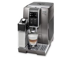 DeLonghi Dinamica Plus ECAM 370.95.T Kaffeevollautomat mit Milchsystem, Cappuccino und Espresso auf Knopfdruck, 3,5 Zoll TFT Touchscreen Farbdisplay und App-Steuerung, Kaffeekannen-Funktion, titan