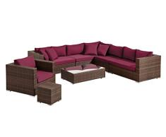 Baidani Rattan Garten Lounge Garnitur Blizzard, Braun meliert (Rot)